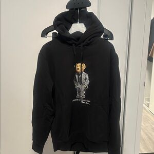 Polo Ralph Lauren Black Hoodie with Bear Design